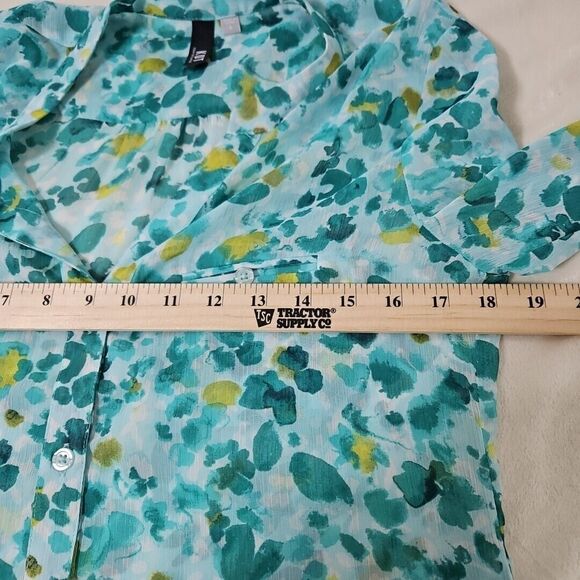 Kut from the Kloth JASMIN Floral Printed Blouse Teal, Yellow, White, Womens Sm. - Picture 7 of 8